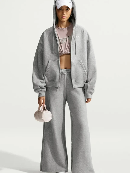 Zdjęcie produktu Nike Sportswear bluza rozpinana z kapturem damska z bawełną Studio Fleece szary