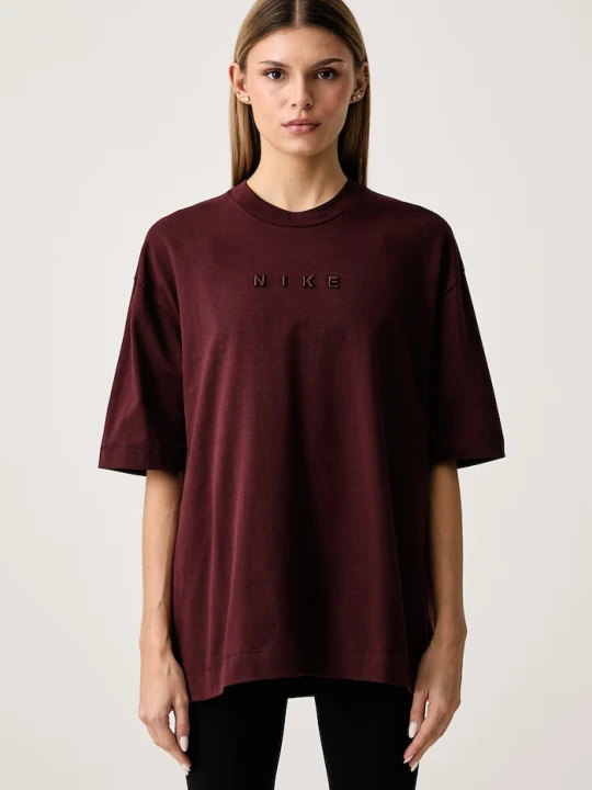 Zdjęcie produktu Nike Sportswear T-shirt oversize damski bawełniany bordowy