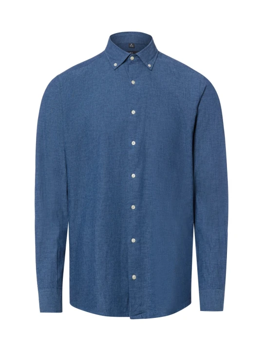 Zdjęcie produktu Nils Sundström koszula casual z lnem Mężczyźni Modern Fit Bawełna niebieski