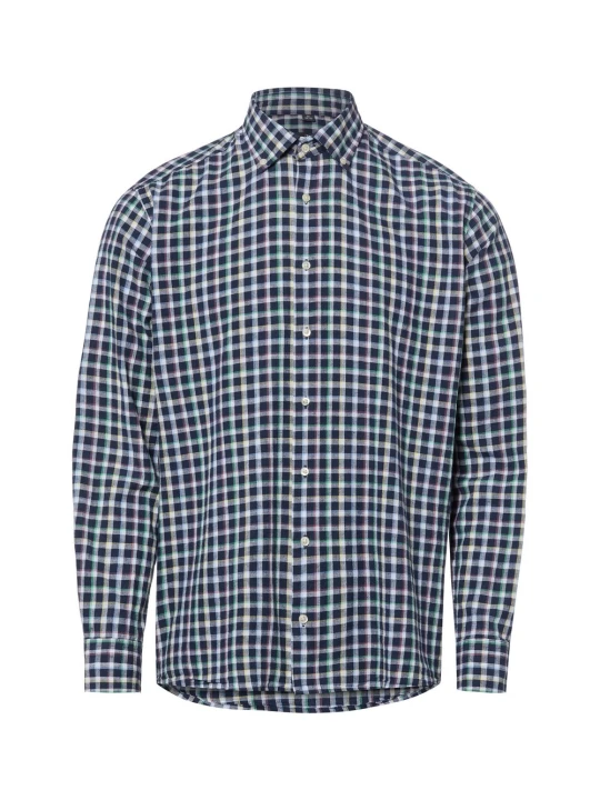 Zdjęcie produktu Nils Sundström koszula casual z lnem Mężczyźni Modern Fit Bawełna niebieski
