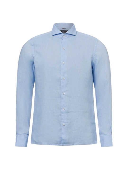 Zdjęcie produktu Nils Sundström koszula lniana na co dzień Mężczyźni Slim Fit len niebieski