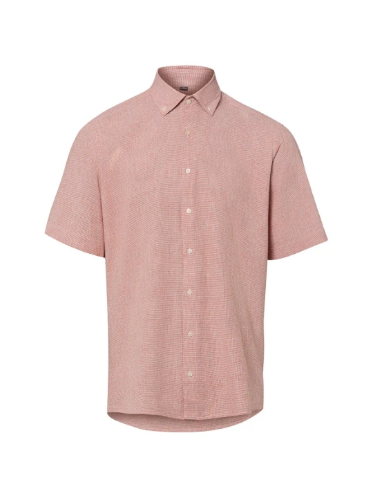 Zdjęcie produktu Nils Sundström koszula z krótkim rękawem z lnu Mężczyźni Modern Fit Bawełna czerwony