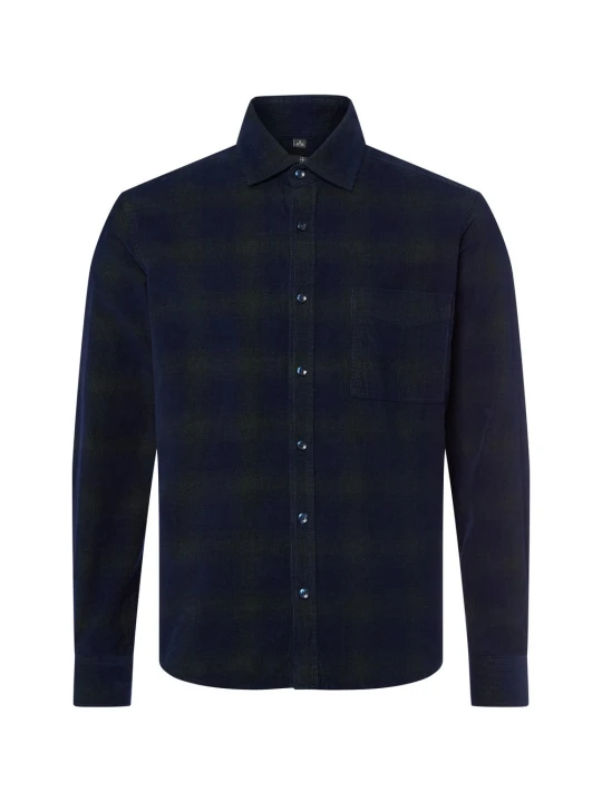 Zdjęcie produktu Nils Sundström Sztruksowa koszula Mężczyźni Modern Fit Bawełna zielony | niebieski