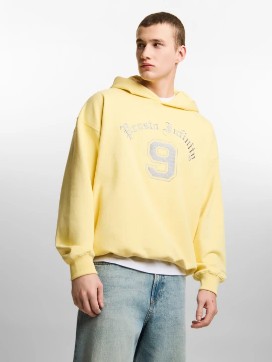 Zdjęcie produktu Nine bluza z kapturem oversize męska bawełniana żółta Klasyk