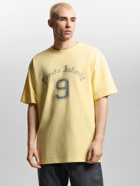 Zdjęcie produktu Nine t-shirt oversize bawełniany męski żółty PROSTO.