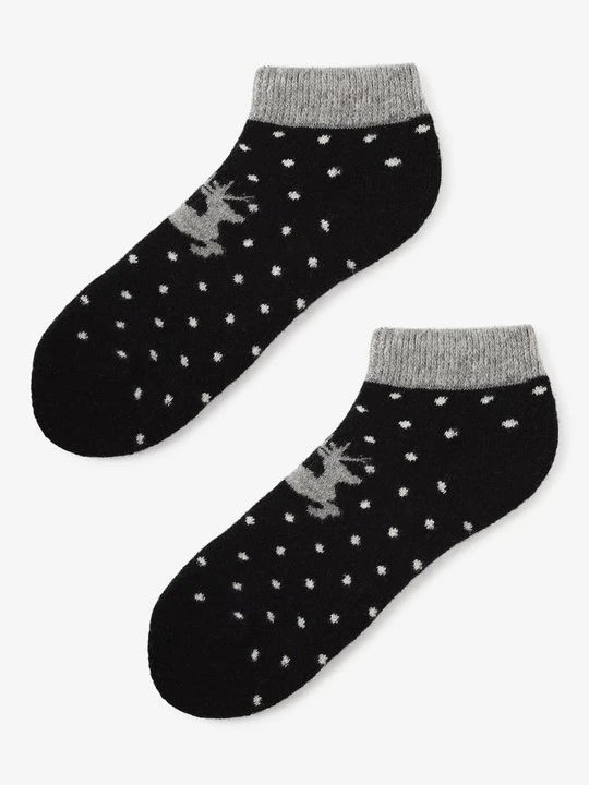 Zdjęcie produktu Niskie ciepłe skarpetki damskie w kropki Angora Footies Terry X49 Marilyn
