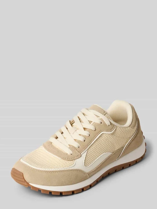 Zdjęcie produktu Niskie sneakersy z mieszanki skóry i tkaniny Marc O'Polo Piaskowy