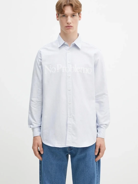 Zdjęcie produktu No Problemo koszula bawełniana No Problemo LS Stripe Shirt niebieski