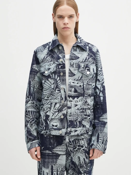 Zdjęcie produktu No Problemo kurtka bawełniana Apocalypse Jacquard Trucker Jacket niebieski