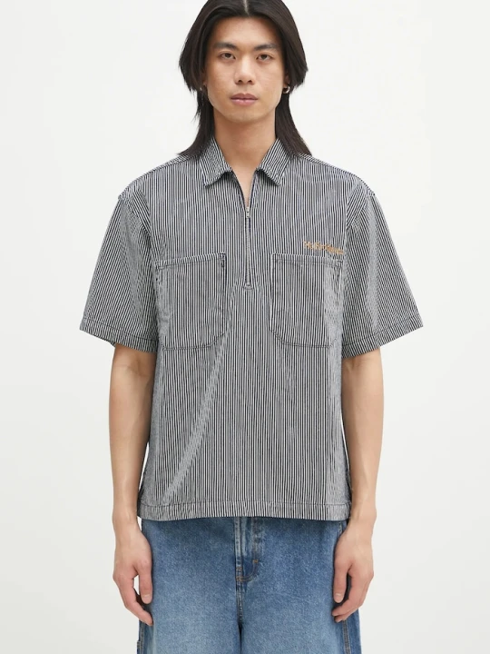 Zdjęcie produktu No Problemo polo bawełniane Mini Problemo SS Work Shirt - Denim granatowy
