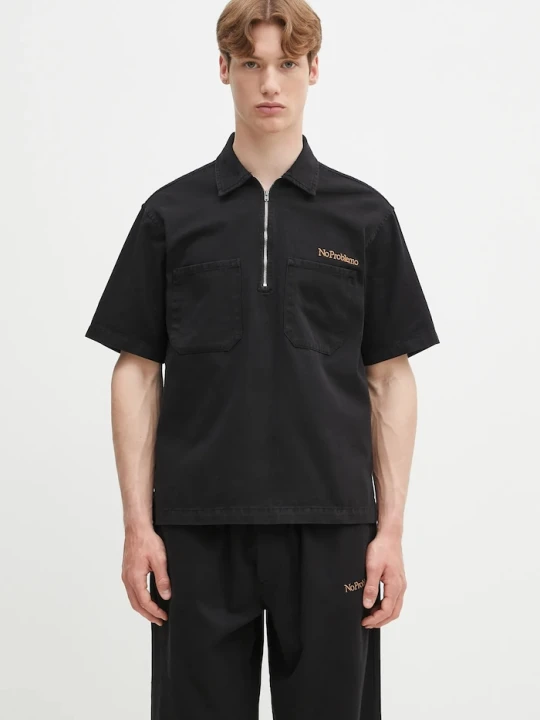 Zdjęcie produktu No Problemo polo bawełniane Mini Problemo SS Work Shirt - Twill czarny
