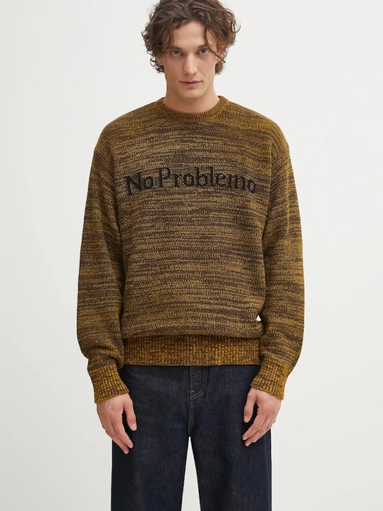 Zdjęcie produktu No Problemo sweter z dodatkiem wełny Mosca Crew Neck żółty