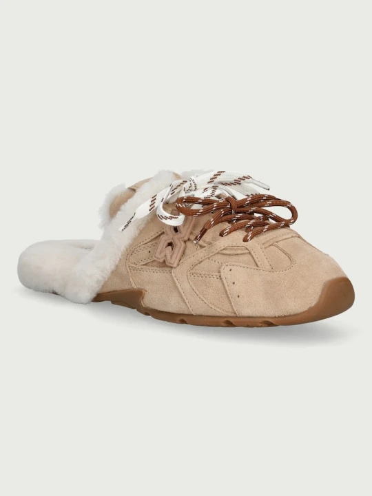 Zdjęcie produktu Nokwol kapcie damskie o pluszowym wykończeniu Atlas Mule Beige Suede