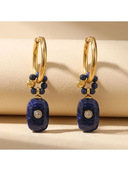 Zdjęcie produktu Nomad Pozłacane kolczyki-kreole z lapis lazuli rozmiar: onesize
