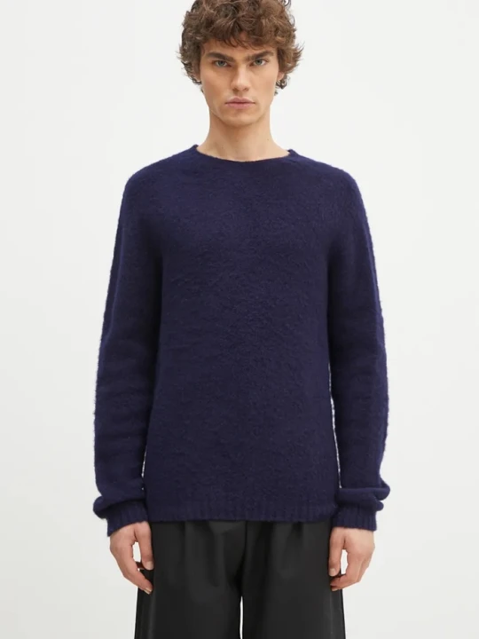 Zdjęcie produktu Norse Projects sweter wełniany Birnir Brushed Lambswool granatowy