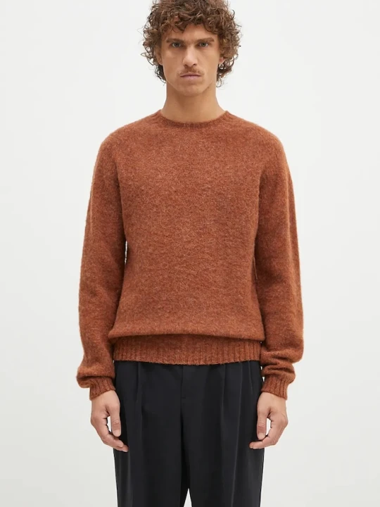 Zdjęcie produktu Norse Projects sweter wełniany Birnir Brushed Lambswool brązowy