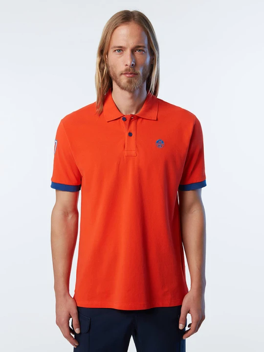 Zdjęcie produktu North Sails Koszulka polo w kolorze niebiesko-pomarańczowym rozmiar: XXL