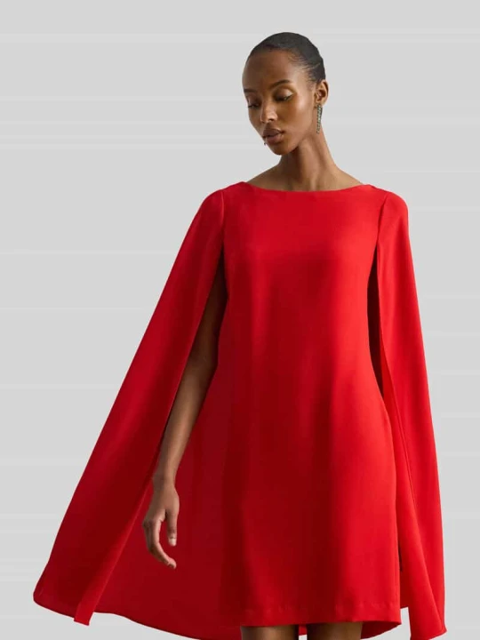 Zdjęcie produktu Obcisła sukienka koktajlowa z wbudowaną peleryną Lauren Ralph Lauren Czerwony