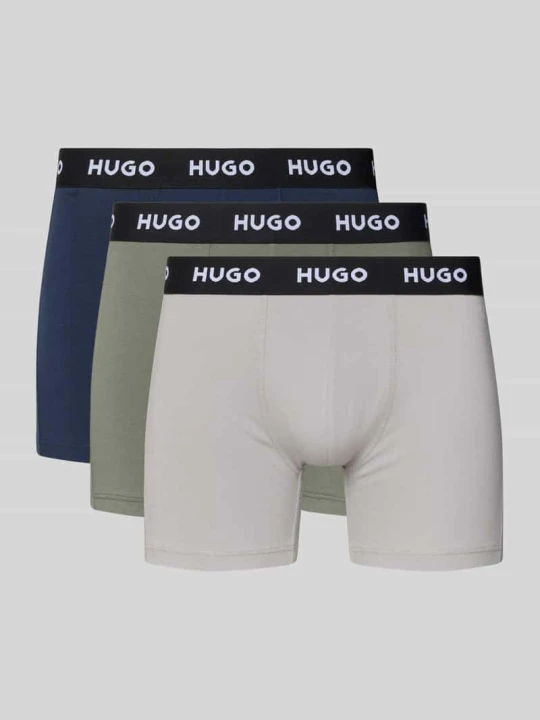 Zdjęcie produktu Obcisłe bokserki o kroju skinny fit z mieszanki bawełny w zestaw 3 szt. Hugo Średnioszary