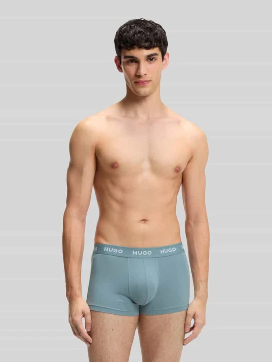 Zdjęcie produktu Obcisłe bokserki o kroju slim fit z mieszanki bawełny w zestaw 3 szt. model 'PACK' Hugo Niebieski