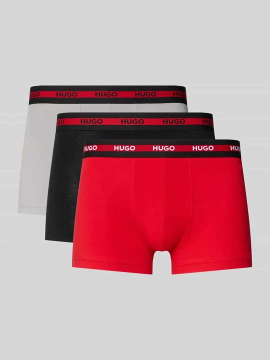 Zdjęcie produktu Obcisłe bokserki o kroju slim fit z mieszanki bawełny w zestaw 3 szt. model 'PLANET' Hugo Czerwony