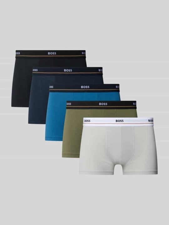 Zdjęcie produktu obcisłe bokserki o kroju slim fit z mieszanki bawełny w zestawie 5 szt. model '5P ESSENTIAL' Boss Oliwkowy