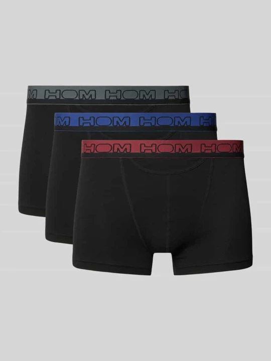 Zdjęcie produktu obcisłe bokserki o kroju slim fit z wyhaftowanym logo model 'Terry' w zestawie 3 szt. HOM czarny