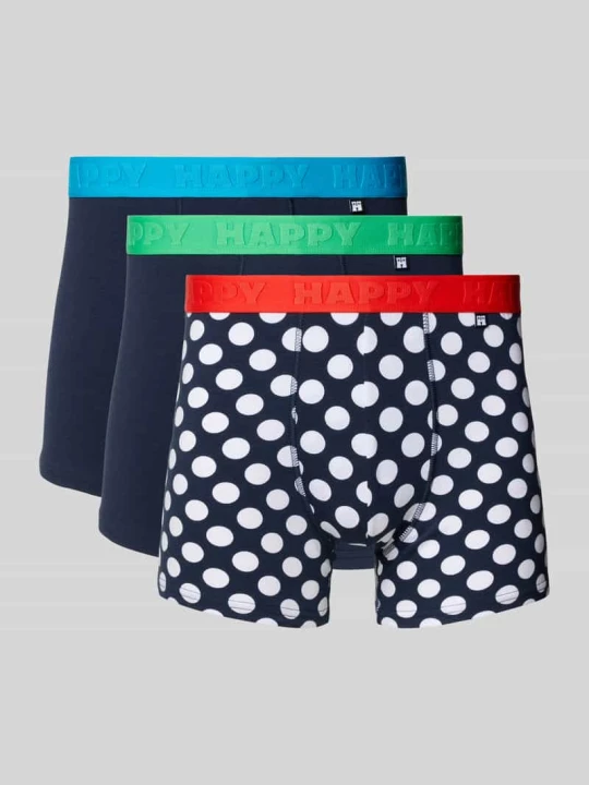 Zdjęcie produktu Obcisłe bokserki z elastycznym pasem w zestawie 3 szt. Happy Socks Granatowy