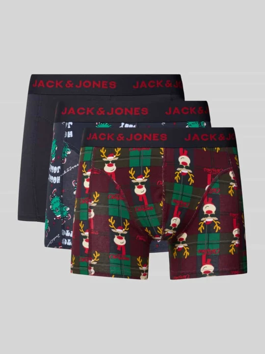 Zdjęcie produktu Obcisłe bokserki z elastycznym pasem w zestawie 3 szt. z pudełkiem prezentowym Jack&Jones Granatowy