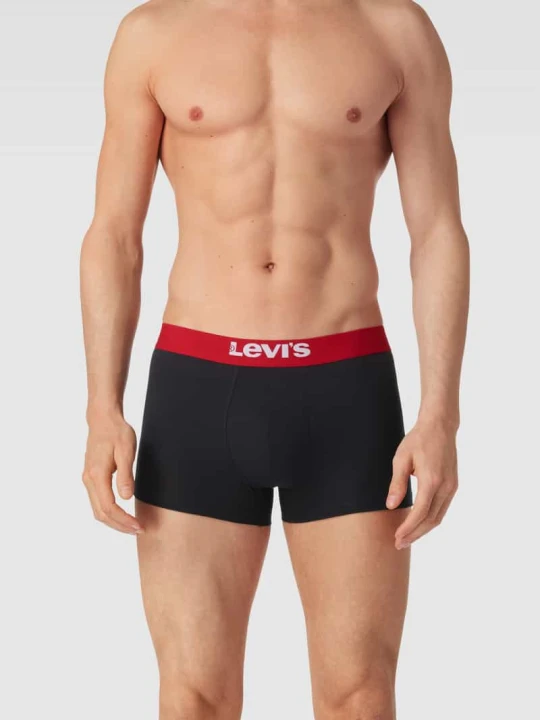 Zdjęcie produktu Obcisłe bokserki z elastycznym paskiem z logo model ‘SOLID BASIC TRUNK’ Levi's Czerwony