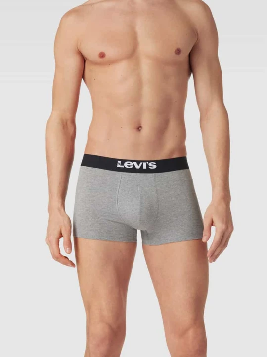 Zdjęcie produktu Obcisłe bokserki z elastycznym paskiem z logo model ‘SOLID BASIC TRUNK’ Levi's Średnioszary