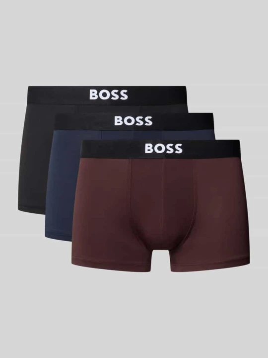 Zdjęcie produktu Obcisłe bokserki z elastycznym paskiem z logo w zestaw 3 szt. Boss Czekoladowy