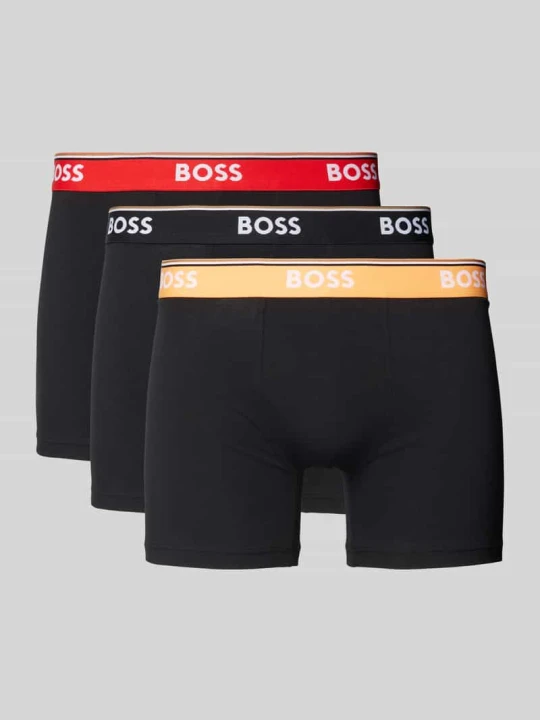 Zdjęcie produktu Obcisłe bokserki z elastycznym paskiem z logo w zestawie 3 szt. Boss Czarny