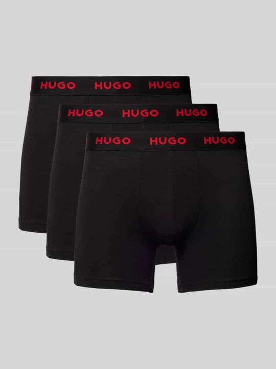 Zdjęcie produktu Obcisłe bokserki z elastycznym paskiem z logo w zestawie 3 szt. Hugo Czarny