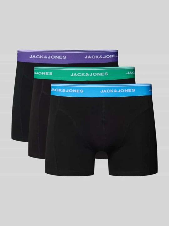 Zdjęcie produktu Obcisłe bokserki z elastycznym paskiem z logo w zestawie 3 szt. model ‘DAWSON’ Jack&Jones Czarny
