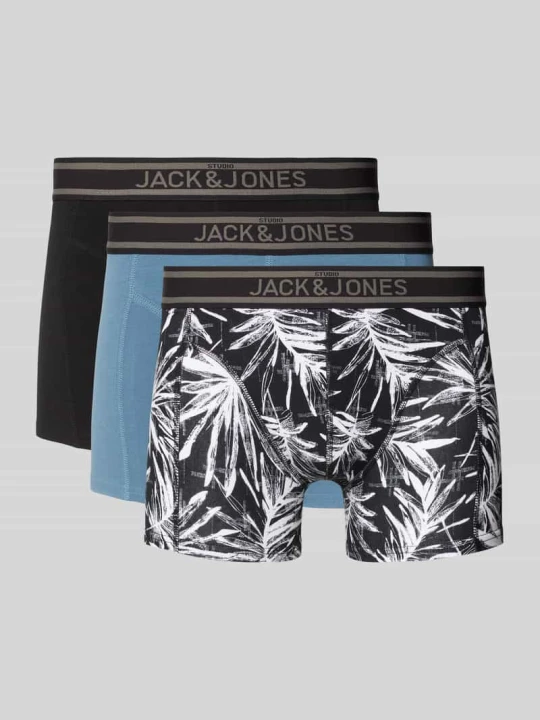 Zdjęcie produktu Obcisłe bokserki z elastycznym paskiem z logo w zestawie 3 szt. model ‘RICHARD’ Jack&Jones Czarny