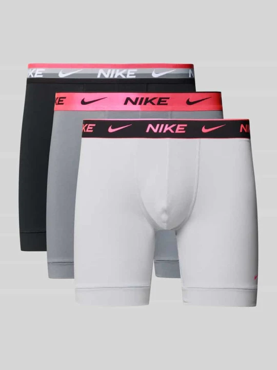 Zdjęcie produktu Obcisłe bokserki z elastycznym paskiem z logo w zestaw 3 szt. Nike Jasnoszary