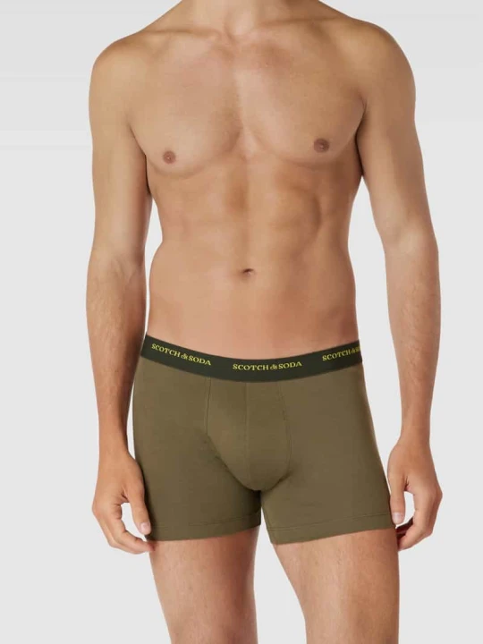 Zdjęcie produktu Obcisłe bokserki z elastycznym paskiem z logo w zestawie 3 szt. Scotch & Soda Oliwkowy