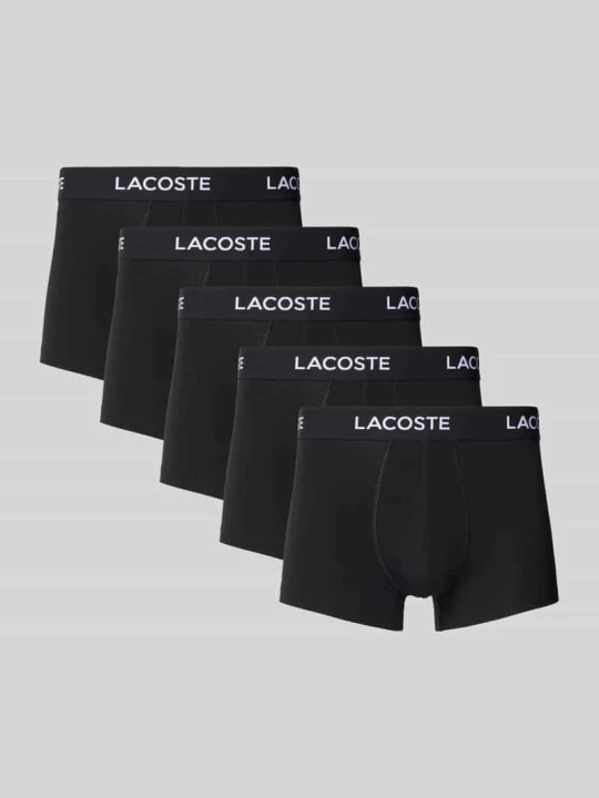 Zdjęcie produktu Obcisłe bokserki z elastycznym paskiem z logo w zestawie 5 szt. Lacoste Czarny