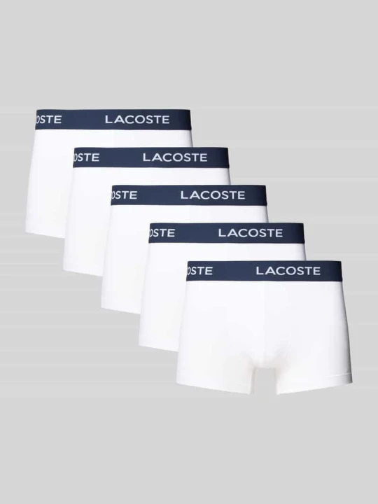 Zdjęcie produktu Obcisłe bokserki z elastycznym paskiem z logo w zestawie 5 szt. Lacoste Biały