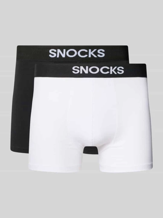 Zdjęcie produktu Obcisłe bokserki z logo i elastycznym pasem w zestaw 2 szt. Snocks Biały