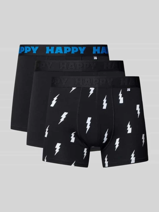 Zdjęcie produktu Obcisłe bokserki z mieszanka bawełny w zestaw 3 szt. Happy Socks Czarny