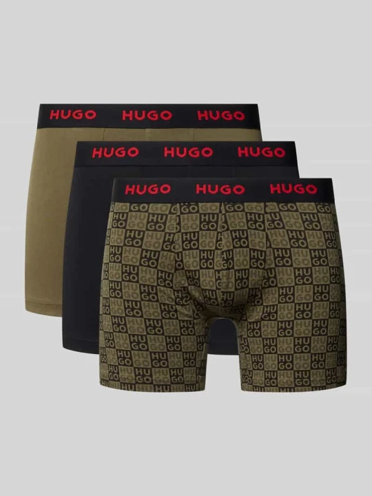 Zdjęcie produktu Obcisłe bokserki z mieszanka bawełny w zestaw 3 szt. Hugo Oliwkowy