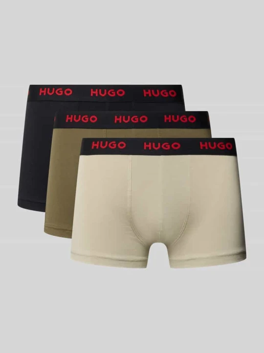 Zdjęcie produktu Obcisłe bokserki z mieszanki bawełny w zestaw 3 szt. Hugo Oliwkowy