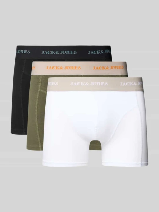 Zdjęcie produktu Obcisłe bokserki z mieszanki bawełny w zestawie 3 szt. model ‘Miles’ Jack&Jones Czarny
