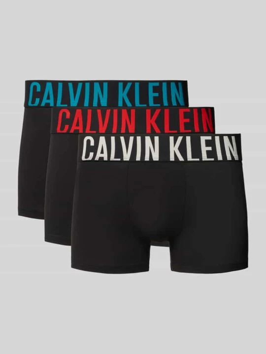 Zdjęcie produktu Obcisłe bokserki z mieszanki bawełny z napisem z logo w zestawie 3 szt. Calvin Klein Czarny