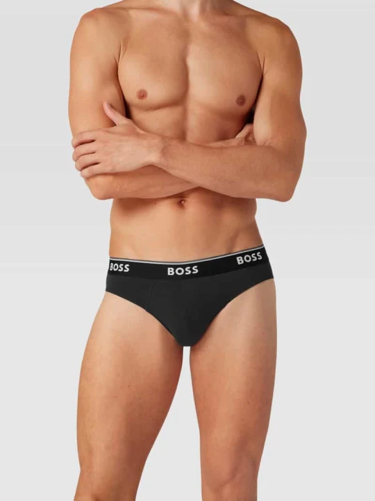 Zdjęcie produktu Obcisłe bokserki z nadrukiem z logo w zestawie 3 szt. model ‘Power’ Boss Królewski niebieski