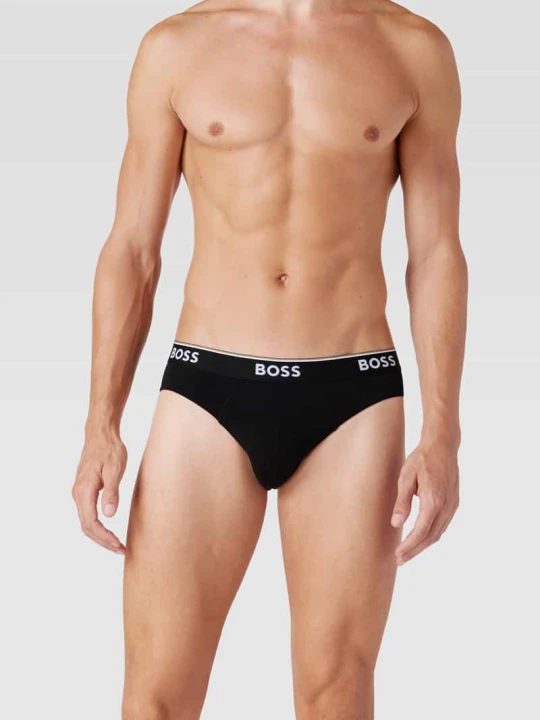 Zdjęcie produktu Obcisłe bokserki z nadrukiem z logo w zestawie 3 szt. model ‘Power’ Boss Ciemnoszary