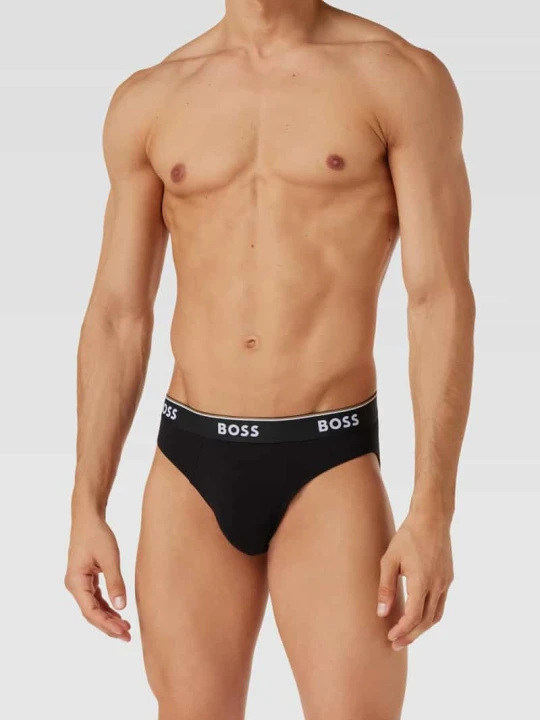 Zdjęcie produktu Obcisłe bokserki z nadrukiem z logo w zestawie 3 szt. model ‘Power’ Boss Średnioszary melanż