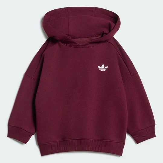 Zdjęcie produktu Obszerna bluza z kapturem i spodnie z nogawkami bez mankietów Adidas bordowy